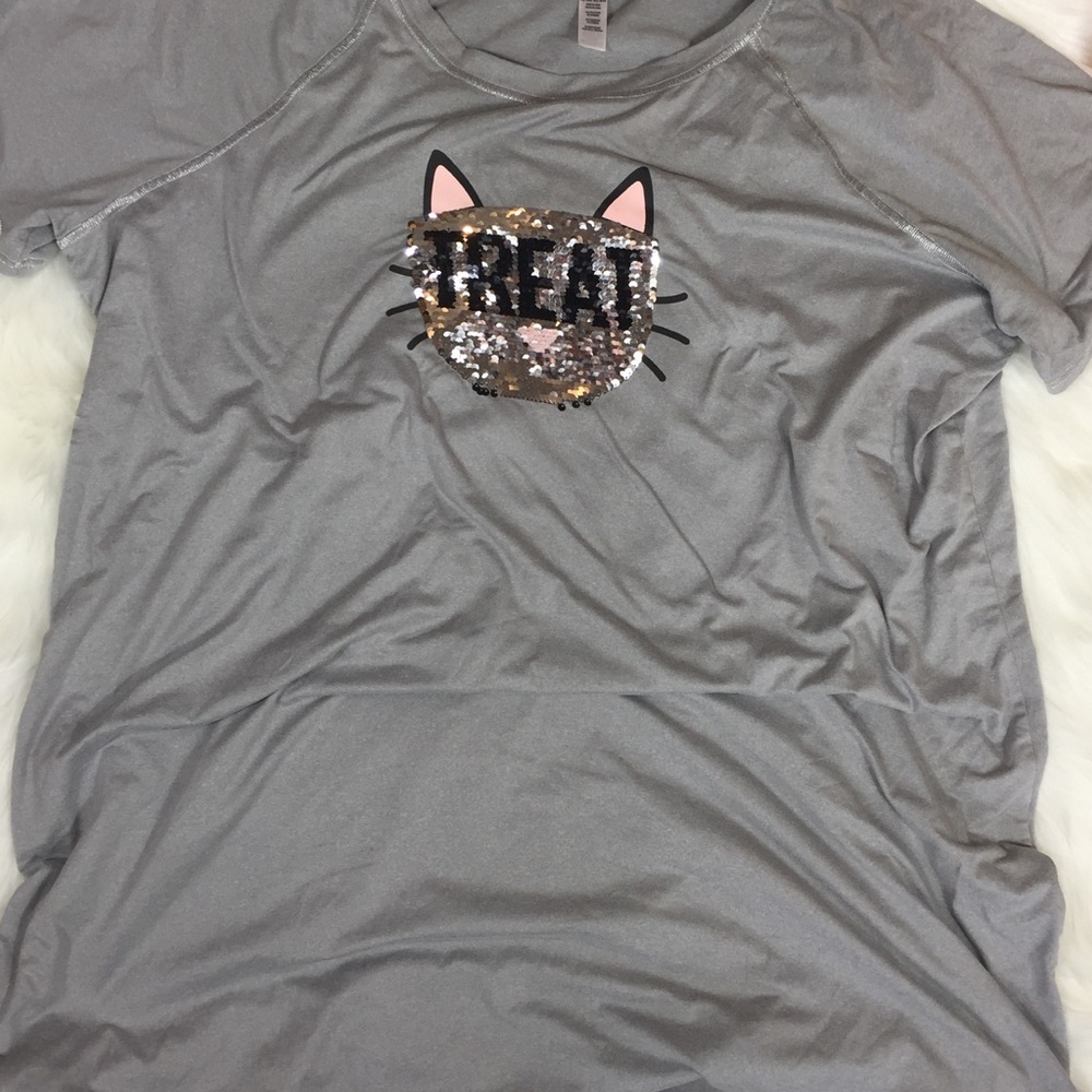 Halloween Trick OR Treat Sequin Flip Cat Top/Sleepshirt XL/2X - Picture 2 of 6
